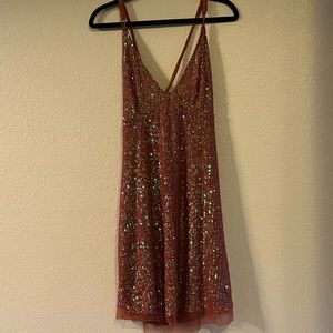 Free People Rose Gold Sequin Mini Dress